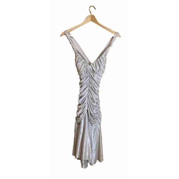 Narianna Dresses & Skirts - Narianna  Ruffle Silver Metallic out  back mini dress size Small S